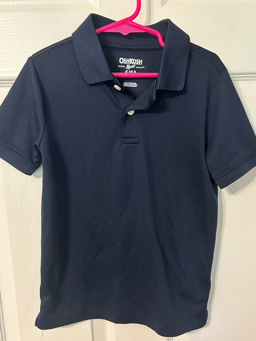 Boys, OshKosh B'gosh, Solid Navy Blue Short Sleeve Polo, Size 6